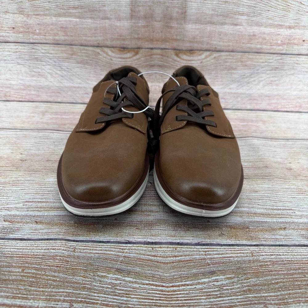 Lands End Mens Sport Oxford Shoes Dark Tan White 1908426 Size 10‎